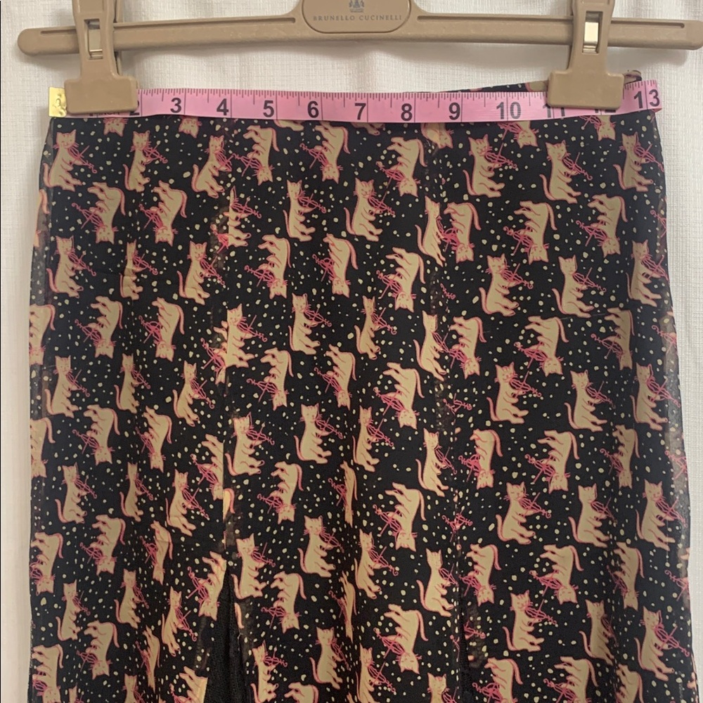 Vintage Betsey Johnson Cat and The Fiddle Pleated Lace Chiffon A-Line Skirt Y2K - Picture 7 of 11
